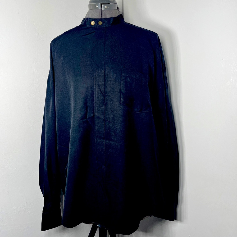 Vtg Pavo By Lastrada Hidden Buttons Long Sleeve Rayon & Polyester Blend Shirt XL